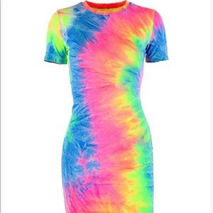 Multi-color tye-dye bodycon dress